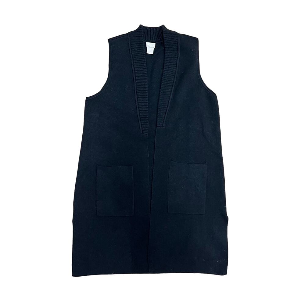 Chico's Long Black Sweater‎ Vest Petite Size 0